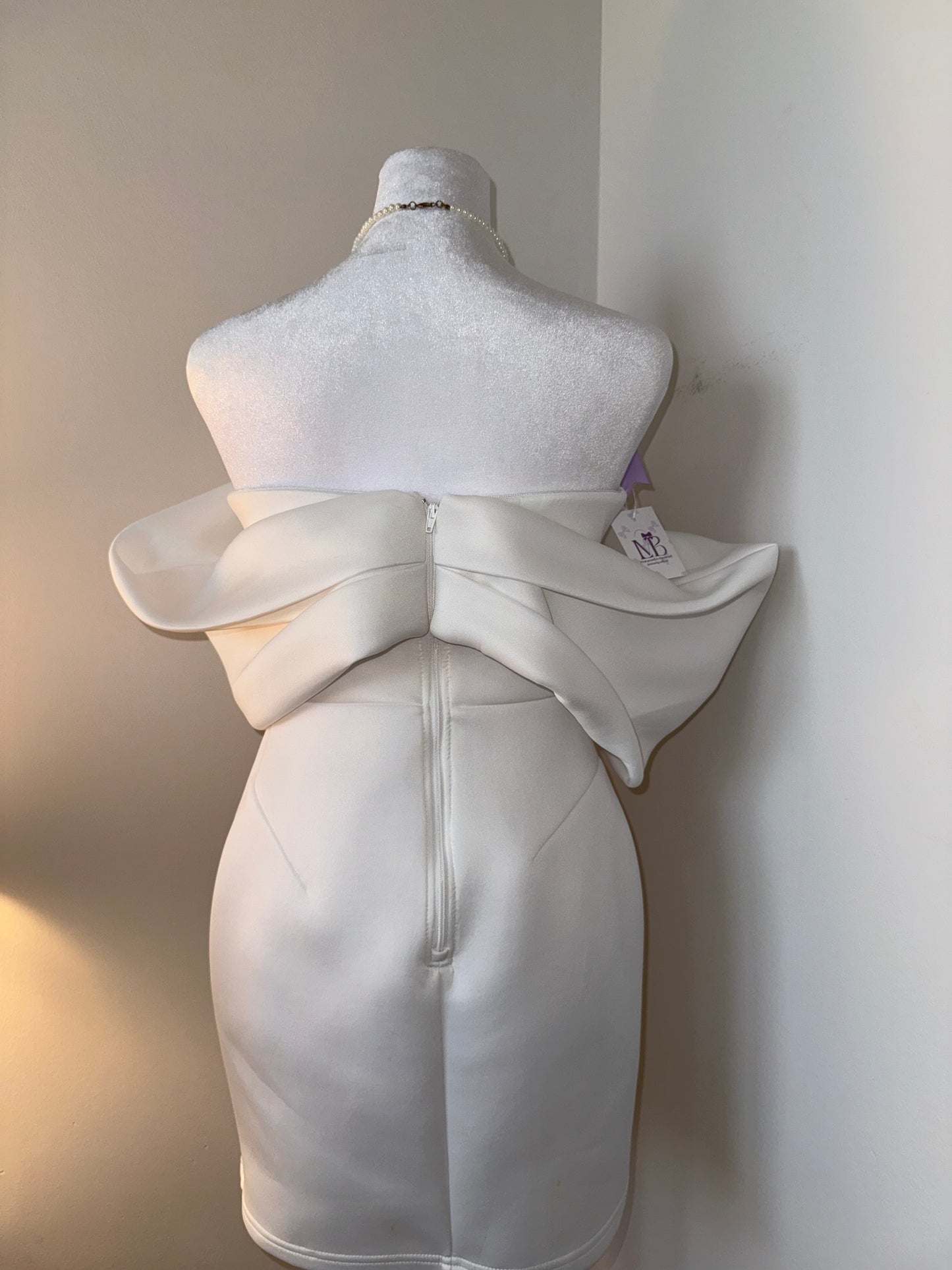 Lilac Bow White Mini Dress