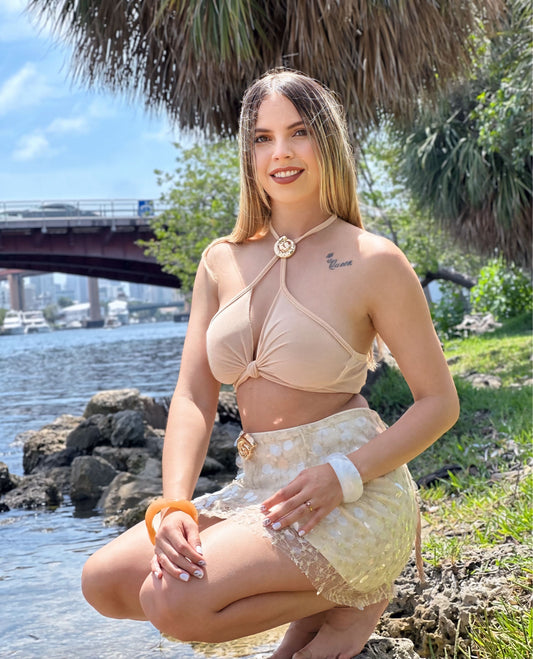 Burnt Milky Skirt Set